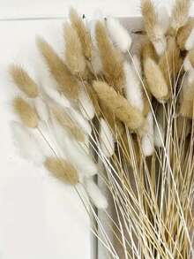 55-60 Stems Random Delivery, Approximately 16.5 Inch Faux Bunny Tail Grass In Khaki Color, Suitable For Boho Style Floral Decor, DIY Crafts, Home Kitchen And Wedding Decor, Christmas And Thanksgiving Decoration, DIY Wreath Decor - White-brown - View 1