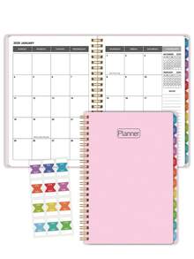 24-Month Spiral Bound Study Planner, 2026-2027, Includes Daily, Weekly, Monthly Planning, Notebook Organizer, School/Office Supplies, Teacher's Day, Mother's Day Gift - Pink - View 9