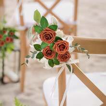 30/300pcs Artificial Rose Stems, Suitable For DIY Wedding Bouquets, Center Pieces, Parties, Home Decor, OPP Bag Packaging (Excluding Box), Valentine's Day, Birthday, Graduation Gifts (Including 2 Leaves) - Orange - View 7