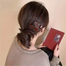 2pcs/2026, New Year Atmosphere, Wine Red Hair Clip - Non-Slip, Durable, Minimalist Design, Compact And Portable, Suitable For Daily Use, Lightweight And Small, Elegant Hair Accessory, New Year Edition Hair Clip - 2pcs - View 7