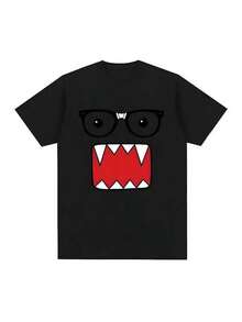 Camiseta estampada, camisetas de algodón con gráficos, tallas grandes, cuello redondo de dibujos animados, manga corta, camisetas divertidas y humorísticas de Domo Kun para hombre, camisetas casuales de algodón para hombre, camisetas Harajuku de manga corta, camisetas de gran tamaño, ropa de calle, Y2K, camisa de gran tamaño para hombre, camiseta de verano, camisa adecuada. - Rojo - Ver 7