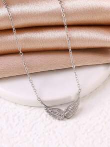 1pc Stainless Steel Wing Necklace, Everyday Wear For Men - Wing Necklace - View 4