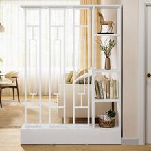 Tribesigns Wall Room Divider With Display Shelves, 70.9" Modern Freestanding Room Divider Screen With Sturdy Base, Wall Partition For Home & Office (White, 47.2" W X 11.8" D X 70.9" H) - White - View 3
