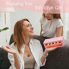Cajas de regalo para panadería, 22 x 8 x 8 cm Cajas para galletas, cajas para tartas, magdalenas, donas y pasteles (rosa) - Ver 3