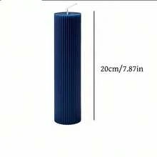 1件大號條紋圓柱形柱狀蠟燭，直徑1.97英吋，高度1.97-7.87英吋，手工大豆蠟香氛蠟燭，無煙居家臥室裝飾，婚禮餐桌擺飾，全年適用女士禮物 - 深藍色 - 查看 10