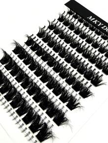 16 Rows Natural Curly Japanese 200D Faux Mink Lash Clusters, Fluffy Lash Clusters With Base, 240pcs Single Lashes, 10-18mm Length, DIY C/D Curl, Home Eyelash Extension - Hitam - View 5