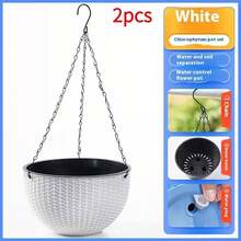 2pcs Double-Layer Hanging Baskets With Drainage Grooves, Honeycomb Pattern Design, 7 Color Options Available. Includes Plastic Flower Pot Hooks For Easy Installation. Suitable For Indoor And Outdoor Use. Made Of Durable Plastic Material, An Ideal Gift. - Flowerpot - View 16