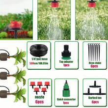 Sistema de riego y pulverización para plantas de jardinería, conjunto de equipos de riego automático, incluye dispositivo de riego por goteo con boquilla ajustable, kit de riego por goteo de 1/4 de pulgada, adecuado para jardines, invernaderos y céspedes. - Kit de riego - Ver 22
