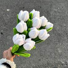 1/2/3/4/5/6/7/8件成品管毛絨鬱金香花束，可愛毛絨仿真花，無花粉免維護，永久保存，適合居家辦公室裝飾，送給女友、好朋友的節日禮物，多色可選 - 彩色 - 查看 57