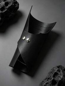 1件朋克风宽分段式臂环，黑色双层PU皮革条纹臂带手镯 - 黑色 - 查看 4