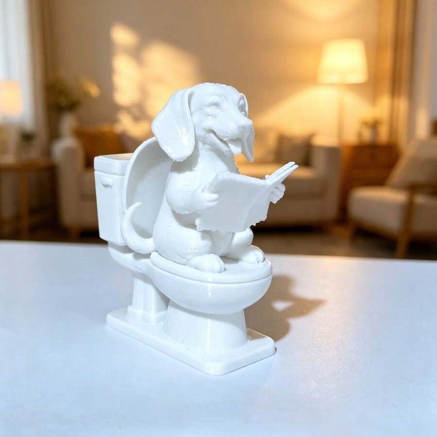 1个趣味腊肠犬马桶摆件，幽默浴室装饰，可爱马桶架摆件，新奇家居桌面配件，送给爱狗人士和腊肠犬主人的完美礼物，创意动物收藏品