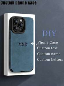 1 ốp lưng điện thoại tùy chỉnh tương thích với iPhone 17 16 15 14 13 12 11 Pro Max 17 Air 16 15 14 Plus, ốp bảo vệ chống sốc cao cấp họa tiết lông thú kiểu Hàn Quốc, tên viết tắt cá nhân hóa, ốp da tự thiết kế, quà tặng ngày lễ cho các cặp đôi, bạn bè, gia đình, ốp điện thoại 2026 - Màu xanh hải quân - Xem 1