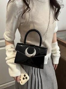 Túi xách thời trang mới, đa năng với dây đeo dạng xích, túi tote đeo vai và đeo chéo dành cho nữ. - màu đen - Xem 6