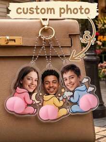 Custom Photo Butt Acrylic Keychain,Custom Portrait Stress Relief Keychain,Lightweight&Portable,Family Members,Prank Gift Lovers,Stress Relief Seekers - Model 1 - View 8