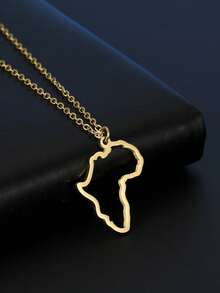 LIKGREAT Stainless Steel Hollow African Map Multi-Layer Beaded Chain Necklace For Women, Fashion Party Friend Gift - African Map Series - View 4