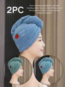 Thickened Coral Fleece Cartoon Embroidered Hair Drying Cap, Women's Bath Cap, Absorbent Triangle Cap, Absorbent Hair Drying Towel, Super Absorbent Quick-Drying Hair Drying Cap, Headscarf, Embroidered Hair Drying Towel, Hair Care Tools, School, Back To School Season, Travel, Travel Essentials, Home Essentials, Towel, Skincare - Multicolor - View 11
