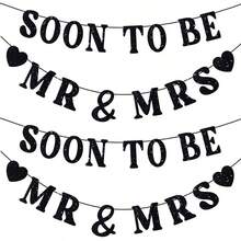 Soon To Be Mr & Mrs Banner, Suitable For Bridal Shower Decor, Pre-Wedding Gold Glitter Decoration, Bachelorette Party, Engagement Celebration - Soon to Be Mr & Mrs. Laqi - View 22