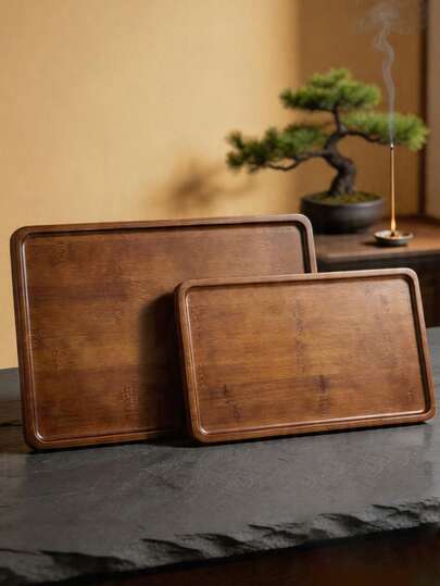 DearDali 1 Khay đựng tráng miệng bằng gỗ nguyên khối không sơn mài, phong cách tối giản Nhật Bản, đĩa đựng bánh mì/tráng miệng, màu gỗ tự nhiên nâu đậm, hình chữ nhật bo tròn, gỗ dày chắc chắn, khả năng chịu tải cao, thích hợp để đựng bánh mì, bánh ngọt, trà chiều, và các phụ kiện cà phê.