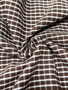Nueva camisa casual elegante y de moda con lazo, manga larga a cuadros, minimalista para ir al trabajo, uso diario, té, todas las estaciones, primavera - Café integral - Ver 8