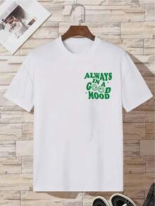 Men's T-Shirt With Slogan Print - White - View 7