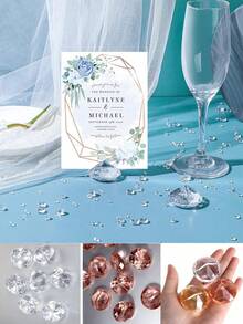 12pcs Set Elegant Diamond Crystal Card Holder Transparent Acrylic Table Number Plate Stand, Suitable For Romantic Wedding Table Decor, Engagement Party, Wedding Reception - Multicolor - View 9
