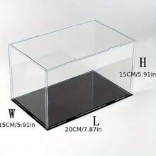 1 pieza Caja de exhibición de acrílico transparente, disponible en múltiples tamaños, caja de exhibición a prueba de polvo de plástico con base negra, adecuada para modelos de autos, figuras de acción, coleccionables, estatuas y exhibición - Caja expositora negra - Ver 38
