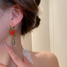 A Pair Of Vintage-Style Floral Heart-Shaped Earrings With Tassels, Suitable For Everyday Wear - Nhiều màu - Xem 3
