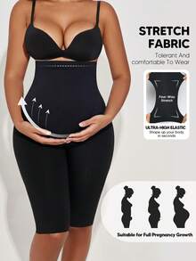 Pantalones cortos de cintura alta para maternidad color negro - Negro - Ver 4