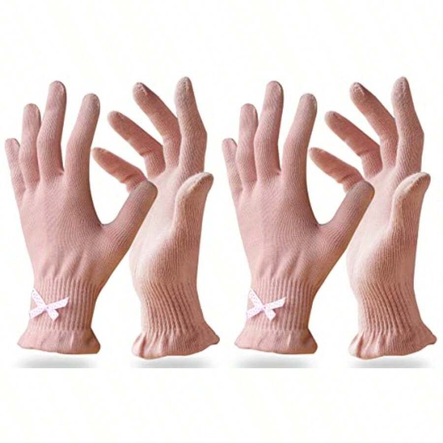 Evridwear Cotton Moiturizing Glove Overnight Creen For Dry Hand PA Eczema Hand Care Day And Night Moiturizing Leeping Glove 2 Pair /M Feather Weight Pink Color - 2 Pairs Feather Weight Pink - View 1