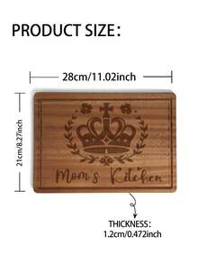 1pc Wood Cutting Board - A Durable Wooden Kitchen Chopping Board, Perfect For Preparing Food, Serving Meats, Vegetables, And Toast. A Meat Cutting Board, Rustic Kitchen Accessory, Durable Kitchen Accessory For Camping, BBQs, Picnics - Laser-Engraved Cheese Board With Father's Day Message - Birthday, Christmas, Suitable As An Engagement Gift, Wedding Gift, Housewarming Gift, Or A Couple'S Gift From Friends - 棕色 - 查看 3