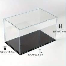 1 pieza Caja de exhibición de acrílico transparente, disponible en múltiples tamaños, caja de exhibición a prueba de polvo de plástico con base negra, adecuada para modelos de autos, figuras de acción, coleccionables, estatuas y exhibición - Caja expositora negra - Ver 33