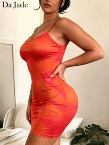 Da Jade Đầm ngắn ôm sát gợi cảm cho nữ, đầm mùa hè hở lưng dây mảnh, đầm sexy đi chơi kiểu Y2K, đầm đi biển. - Đỏ - Xem 2