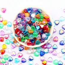 100 hạt acrylic hình trái tim màu AB 9mm trong suốt, hạt rời dùng làm phụ kiện trang sức DIY vòng cổ và vòng tay. - Hình trái tim - Xem 6