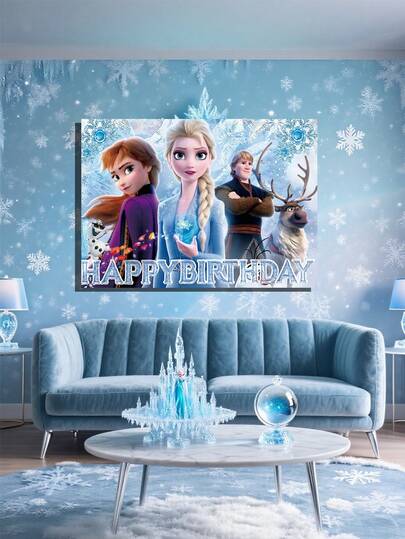 Phông nền trang trí kích thước 95*75cm và 150*100cm, vải phông nền "Frozen", trang trí sinh nhật ngoài trời, vải phông nền trang trí tiệc sinh nhật gia đình, quà tặng nhỏ cho bữa tiệc, trang trí sân vườn ngoài trời.
