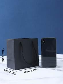 1个/5个/10个装黑色5.5*5.5英寸纸质礼品袋，带提手，简约纯色方形耐用派对回礼袋，适用于购物、单身派对、婚礼、告别单身派对、新娘、派对装饰、生日、伴娘求婚礼物等场合。 - 黑色 - 查看 5