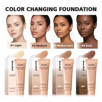 Danchel Base de Maquillaje Hidratante Que Cambia de Color, Crema BB Matificante Natural de Larga Duración