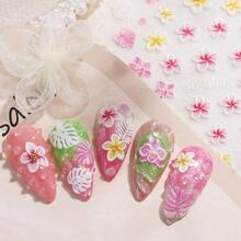 2pcs Orchid & Frangipani Flower Nail Art Stickers, Ocean Floral Shell Starfish Pearl Summer Holiday Style Self-Adhesive Nail Decals DIY Nail Art Supplies Stickers - Multicolor - View 11