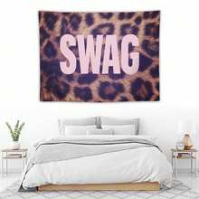 Leopard Print Pink SWAG Slogan Wall Tapestry, Y2K Street Style Wall Hanging For Bedroom Dorm, Perfect Gift For Teens & Streetwear Lovers,Room Decor,Tapestry,Flags,Tapestry For Bedroom,Living Room Deccor,Wall Deocr,Tapestry, Wall Tapestry, Wall Hanging, Boho Tapestry, Wall Decor, Wall Art, Bohemian Tapestry, Mandala Tapestry, Floral Tapestry, Vintage Tapestry, Bedroom Tapestry, Living Room Tapestry, Aesthetic Tapestry, Rustic Tapestry, Farmhouse Tapestry, Nature Tapestry, Fabric Wall Hanging, Art Tapestry, Lightweight Tapestry, Decorative Tapestry,Pink Leopard Aesthetic Hanging, Y2k Streetwear Wall Cloth, Teen Girl Dorm Room Decor, Slogan Graphic Tapestry, Casual Fashion Gift Backdrop - Multicolor - View 4