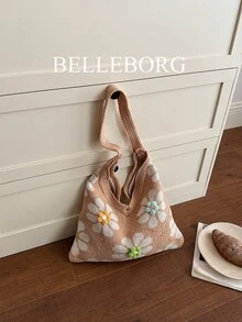 Elegant Versatile Textured Lightweight Large Capacity Foldable Fashion Women Shoulder Bag - Khaki - View 4