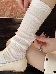 4 đôi tất cổ ngắn kiểu ballet mùa xuân/hè, tất cao đến đầu gối đa năng dành cho nữ. - Nhiều màu - Xem 12