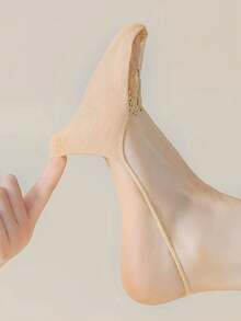 chuanwa（2） 1/5/10 Pairs Women's Lace Embroidery Suspender Socks Summer Ultra-Thin Non-Slip Invisible Forefoot Socks Sheer Mesh Soft Comfortable - Multicolor - View 4