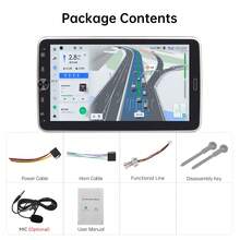 Autoestéreo Universal 1 DIN con Pantalla Táctil Capacitiva de 10.4 Pulgadas con giro de 360° y diseño desmontable, compatibilidad con CarPlay y Android Auto inalámbricos, radio FM/AM/RDS de banda completa, procesamiento de sonido DSP de 16 bandas, conexión Bluetooth, WiFi, entrada de cámara de reversa AHD, puertos USB y Type-C, reproducción multimedia 1080P, control de volante y soporte de múltiples idiomas, instalación universal para la mayoría de vehículos. - A - Ver 7