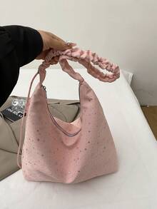 1个粉色春季新款星形装饰大容量尼龙褶皱手提包(女士款) - 粉色 - 查看 5