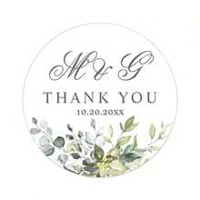 Customized Eucalyptus Stickers For Weddings, Personalized Name & Date Vinyl Decals, Suitable For Bridal Shower, Baby Shower, Summer Party, Wedding, Birthday Party Seals, Unisex - White - View 8