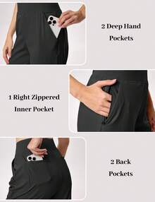 KEFITEVD Women's Golf Pants UPF 50+ High Waisted Stretch 7/8 Ankle Dress Work Casual Slack Summer Travel Pants 5 Pockets - 黑色 - 查看 5