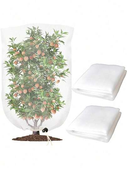 Bộ 5/3 tấm lưới che phủ cây ăn quả cỡ lớn, túi bảo vệ cây ăn quả có dây rút, lưới che phủ cây trồng trong vườn, thích hợp để che phủ cà chua, làm hàng rào bảo vệ cây trồng trong vườn, dùng cho rau, quả, hoa.
