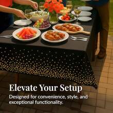 8/6/4/2 Pack Black Base Rose Gold & Silver Dot Disposable Plastic Tablecloth 54"X108", Waterproof Rectangular Table Cover For Wedding & Party - Black Background With Gold Dots - View 5