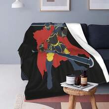 Anime Overlord Ainz Ooal Gown Blanket Unisex Blankets Soft Plush Fleece Throw Blankets For Couch Sofa Bedding Living Room - màu đen - Xem 5