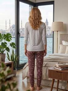 Women Soft Relaxed Regular Two Pieces HomewearSet - Pink - View 4