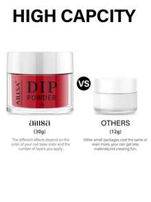 AILLSA 30g Bubuk Celup Merah, Tidak Perlu Dipanggang atau Sinar UV, Cepat Kering dan Mudah Digunakan, Cocok untuk Manikur DIY di Rumah - Merah - View 5